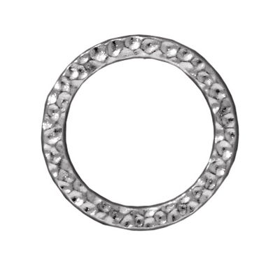 19mm Hammered Circle Ring Loop Link - Silver Finish | TierraCast Lead-free Pewter Findings
