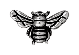 Honey Bee Metal Beads and Spacers - Antique Silver Finish