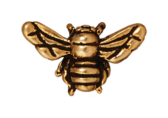Honey Bee Metal Beads and Spacers - Antique Gold Finish