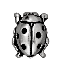 Ladybug Metal Beads and Spacers - Antique Silver Finish