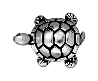 Metal Turtle Beads and Spacers - Antique Silver Finish