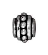 Metal 7mm Beaded Spacer Bead with Large Hole - Antique Silver Finish