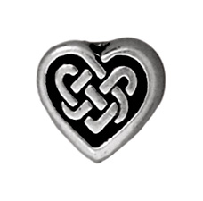 Metal Celtic Heart Beads and Spacers - Antique Silver Finish