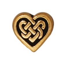 Metal Celtic Heart Beads and Spacers - Antique Gold Finish
