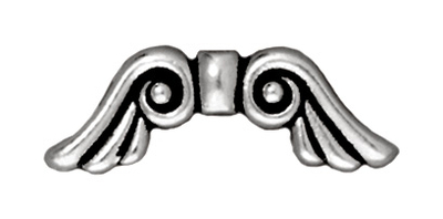Metal Large Angel Wings Beads and Spacers - Antique Silver Finish