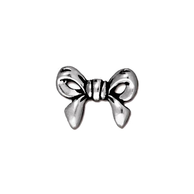 Metal 10 x 14mm Bow Beads and Spacers - Antique Silver Finish | TierraCast Lead-free Base Metal Beads - Harlequin Beads and Jewelry