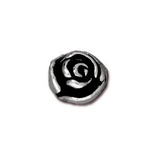 7.75 x 6.75mm Rose Bead with Antique Silver Finish | TierraCast Lead-free Pewter Beads