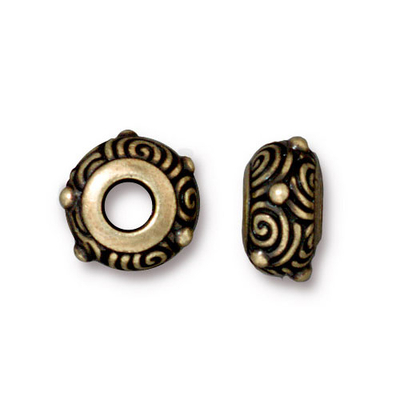 Metal Spiral Rondell Beads and Spacers - Antique Brass Finish
