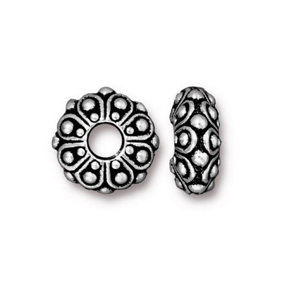 Metal Casbah Rondell Beads and Spacers - Antique Silver Finish