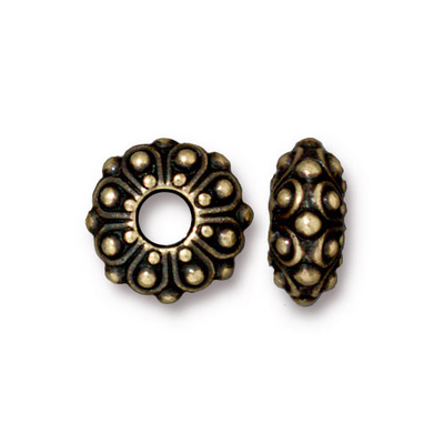 Metal Casbah Rondell Beads and Spacers - Antique Brass Finish