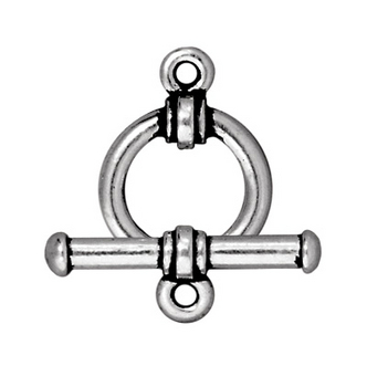 TierraCast 12mm Bar and Ring Toggle Clasp - Antique Silver Finish - 5 Pack | Lead Free Pewter Base Metal Jewelry Clasps | Findings