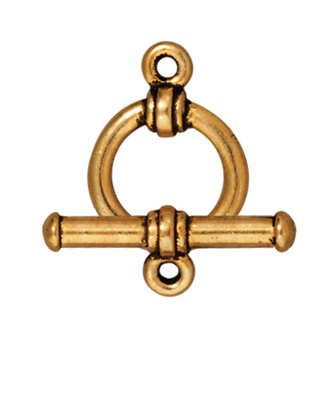 TierraCast 12mm Bar and Ring Toggle Clasp - Antique Gold Finish - 5 Pack | Lead Free Pewter Base Metal Jewelry Clasps | Findings