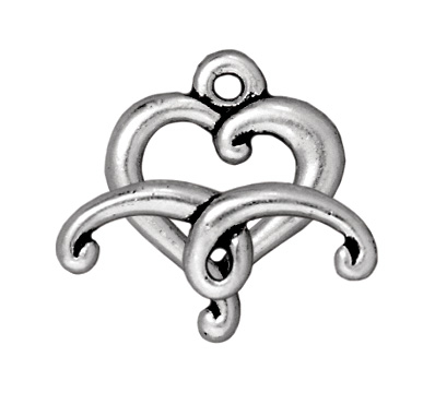 TierraCast 14mm Jubilee Heart Toggle Clasp - Antique Silver Finish - 5 Pack | Lead Free Pewter Base Metal Jewelry Clasps | Findings