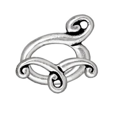 TierraCast 14x11mm Melody Toggle Clasp - Antique Silver Finish - 5 Pack | Lead Free Pewter Base Metal Jewelry Clasps | Findings