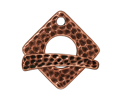 TierraCast 18mm Hammered Square Toggle Clasp - Antique Copper Finish - 5 Pack | Lead Free Pewter Base Metal Jewelry Clasps | Findings