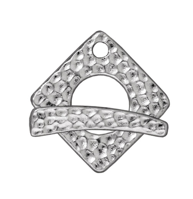 TierraCast 18mm Hammered Square Toggle Clasp - Silver Finish - 5 Pack | Lead Free Pewter Base Metal Jewelry Clasps | Findings