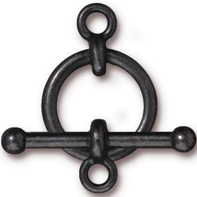 TierraCast Big 3/4-inch Toggle Clasp - Black Oxide Finish - 5 Pack | Lead Free Pewter Base Metal Jewelry Clasps | Findings