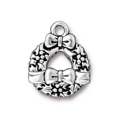 TierraCast 17 x 21mm Wreath and Bow Toggle Clasp - Antique Silver Finish | Lead Free Pewter Base Metal Jewelry Clasps | Findings
