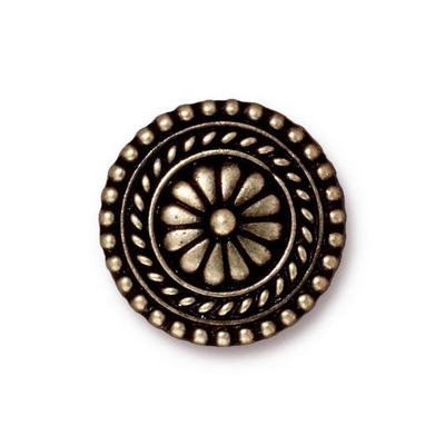 17.75mm Antique Brass Large Bali Button | TierraCast Lead-free Pewter Base Metal Buttons for Crafts and Making Jewelry