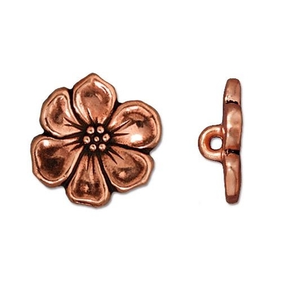 15.75mm Antique Copper Apple Blossom Button | TierraCast Lead-free Pewter Base Metal Buttons for Crafts and Making Jewelry