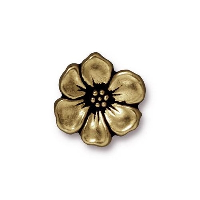 15.75mm Antique Brass Apple Blossom Button | TierraCast Lead-free Pewter Base Metal Buttons for Crafts and Making Jewelry