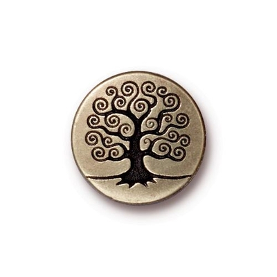 15.82mm Antique Brass Tree of Life Button | TierraCast Lead-free Pewter Base Metal Buttons for Crafts and Making Jewelry