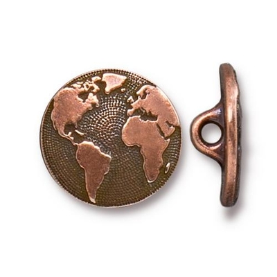 17mm Antique Copper Earth Button | TierraCast Lead-free Pewter Base Metal Buttons for Crafts and Making Jewelry