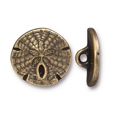 lead free pewter 17mm sand dollar button antique brass | Buttons