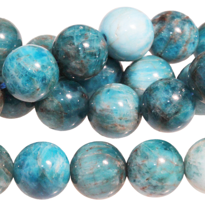 Blue Apatite 10mm round bright blue | Gemstone Beads