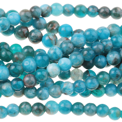 Blue Apatite 4mm round bright blue | Gemstone Beads