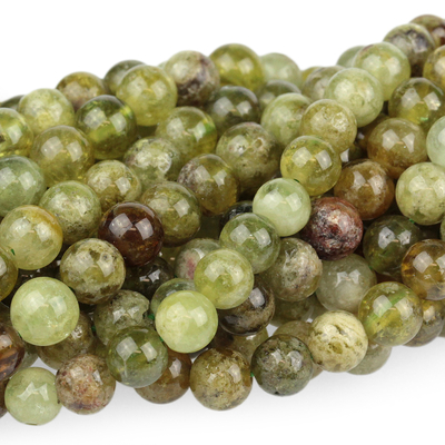 Green Garnet 6mm round green | Gemstone Beads