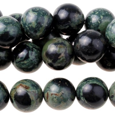 Kambaba Jasper 10mm round dark green | Gemstone Beads
