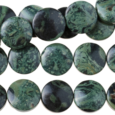 Kambaba Jasper 12mm coin dark green