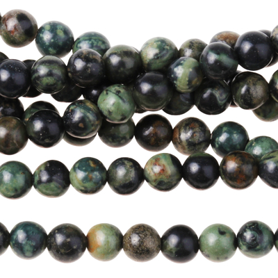 Kambaba Jasper 4mm round dark green | Gemstone Beads