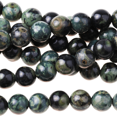 Kambaba Jasper 6mm round dark green | Gemstone Beads