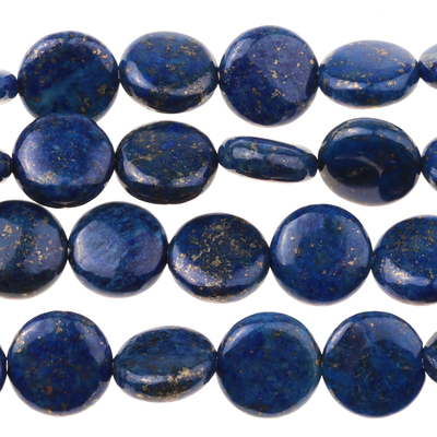 Lapis 12mm coin dark blue | Gemstone Beads