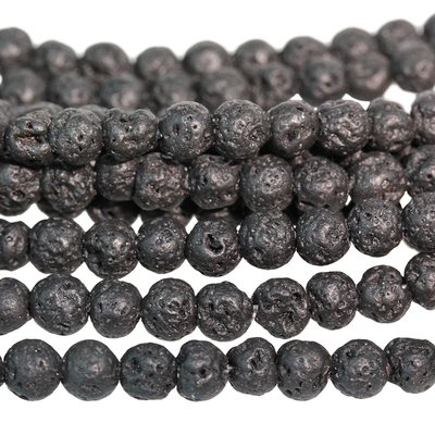 Lava 4mm round black | Gemstone Beads