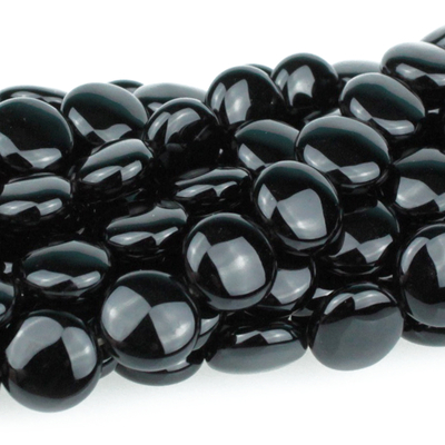 Black Onyx 12mm coin black | Gemstone Beads