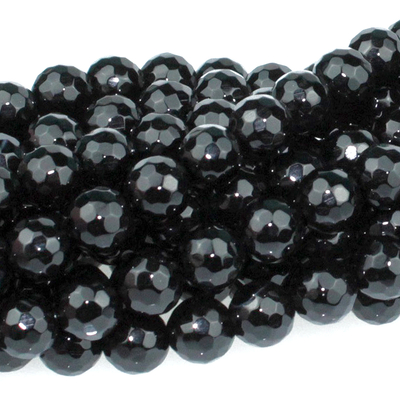 Black Onyx 8mm faceted round black | Gemstone Beads