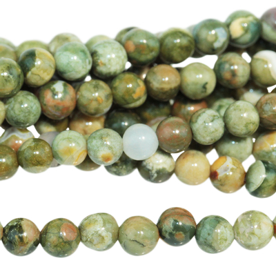Rhyolite 4mm round Muted greens. | Gemstone Beads