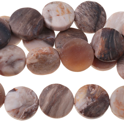 Wood Opalite 12mm coin mixed beiges and browns | Gemstone Beads