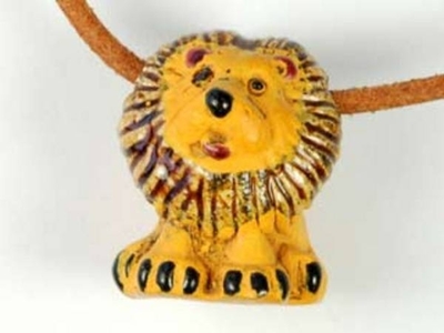 18 x 22mm Lion Hand-painted Clay Bead | Natural Beads