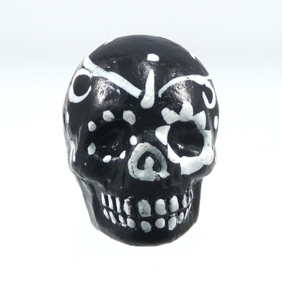 16 x 22mm Sugar Skull Hand-painted Clay Bead - Black and White | Day of th Dead Skull Bead | Natural Beads