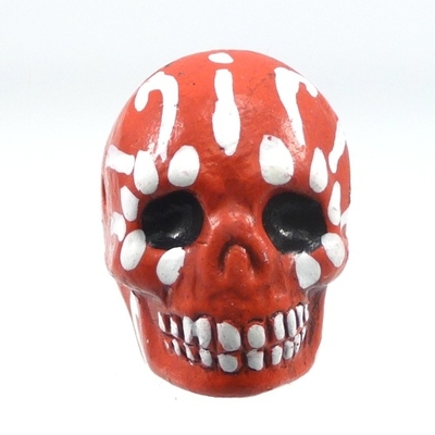 16 x 22mm Sugar Skull Hand-painted Clay Bead - Red | Day of th Dead Skull Bead | Natural Beads