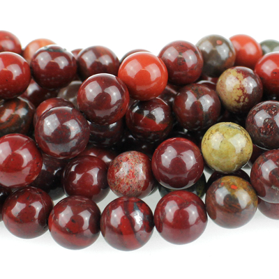 8mm Round Apple Jasper Beads - Rich Red with Yellow | Natural Semiprecious Gemstone
