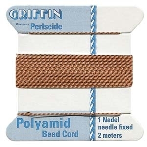 Size 4 Cornelian Griffin Nylon Bead Cord with Needle Attached - 2 Meters | Bead Stringing Materials