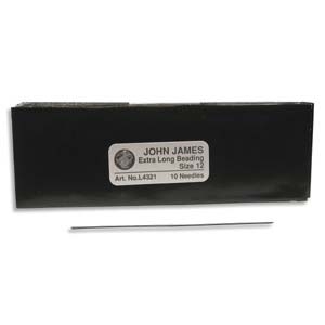 John James Size 12 Extra Long Beading Needle - 10 pack