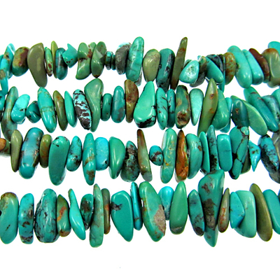 4 x 6 to 8mm Turquoise Stone Chip Beads - Blue Green with Matrix | Natural Semiprecious Gemstone