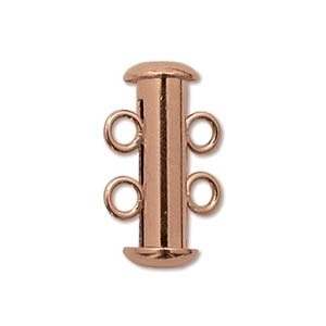 16mm 2 Strand Slider Clasp - Copper Plate Finish | Base Metal Jewelry Clasps | Findings