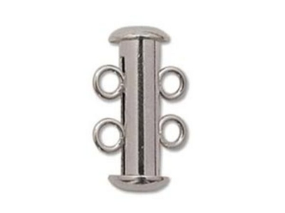 16mm 2 Strand Slider Clasp - Silver Finish - 12 Pack | Base Metal Jewelry Clasps | Findings